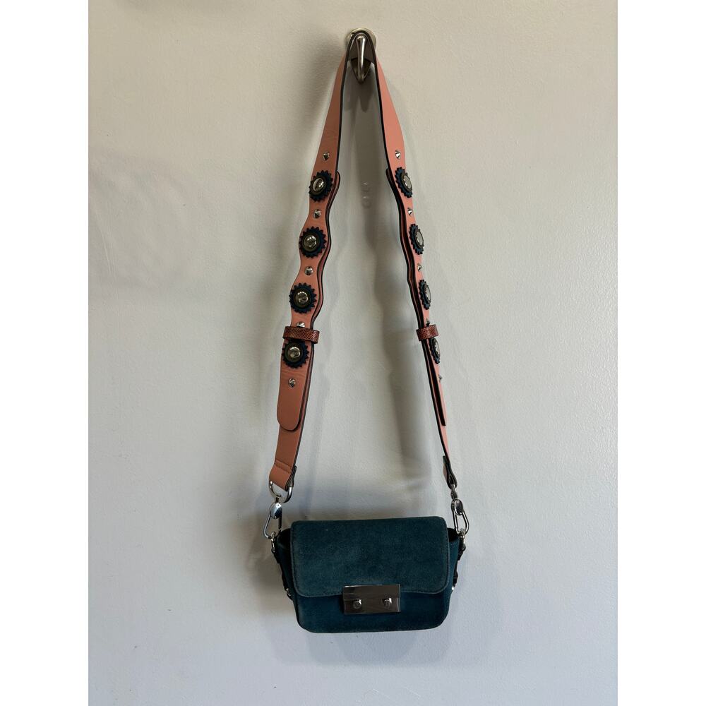 ZARA blue suede shoulder bag
